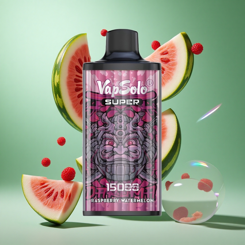 Vapsolo Super 15000 Puffs Raspberry Watermelon UK Wholesale Vapes 40ml E-Liquid