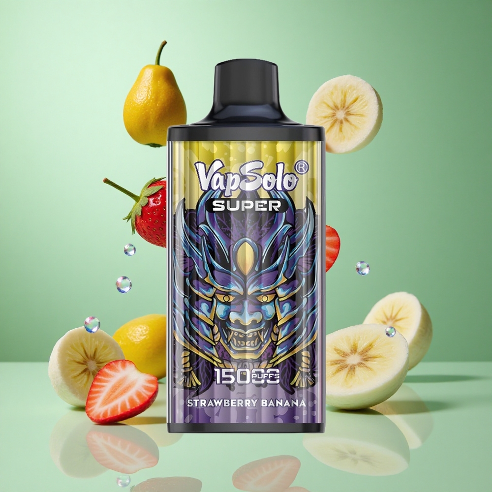 Vapsolo Super 15000 Puffs Strawberry Banana UK wholesale vapes 40ml 850mAh Type-C