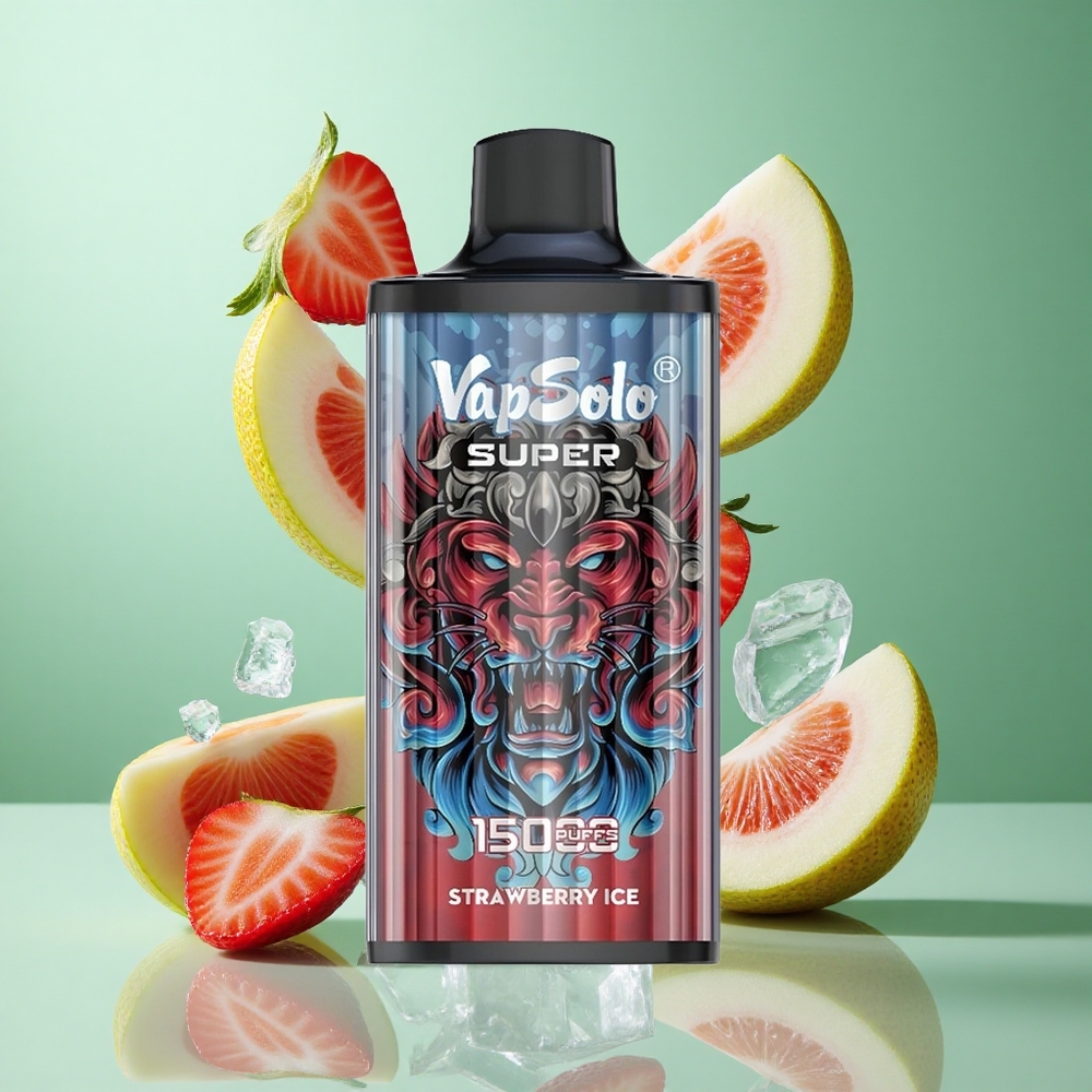 Vapsolo Super 15000 Puffs Strawberry Ice UK Wholesale Vapes 40ml E-Liquid Type-C