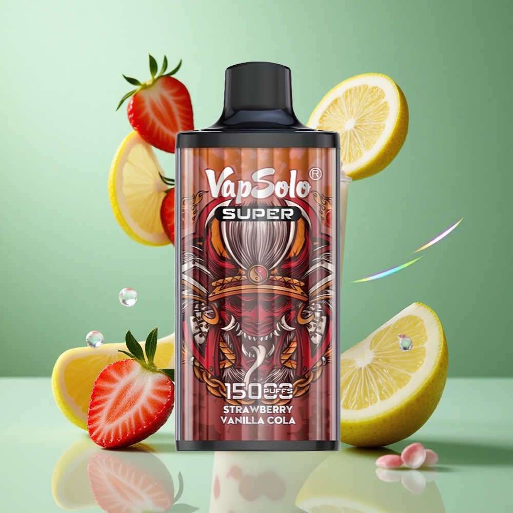 Vapsolo Super 15000 Puffs Strawberry Vanilla Cola UK Wholesale Vapes with Type-C Charging