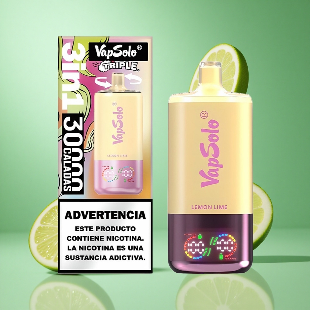 VapSolo Triple 30000 Puffs Lemon Lime UK wholesale vapes 40ml Type-C