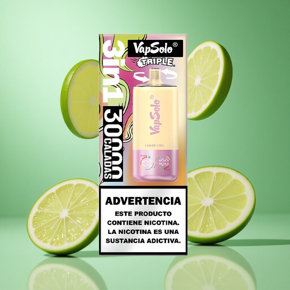 VapSolo Triple 30000 Puffs Lemon Lime UK wholesale vapes 40ml Type-C