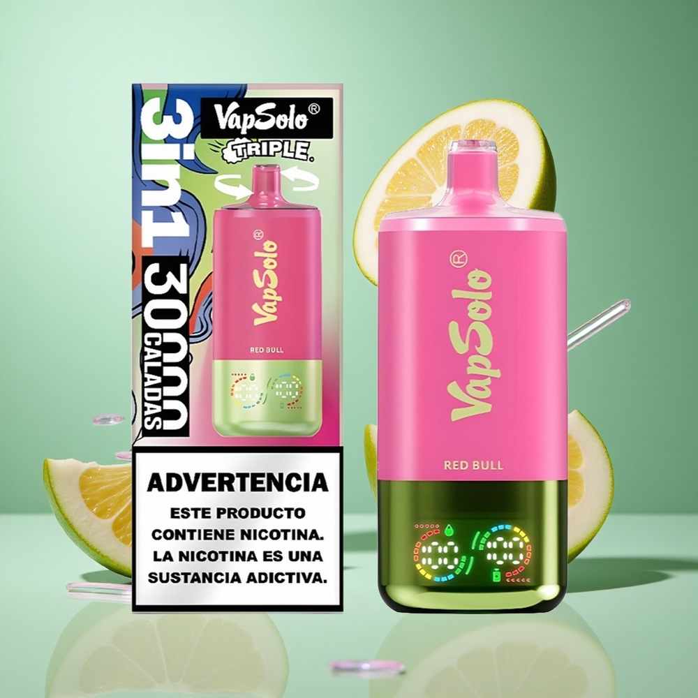 VapSolo Triple 30000 Puffs Red Bull UK Wholesale Vapes 40ml 3 Oil Tanks Type-C