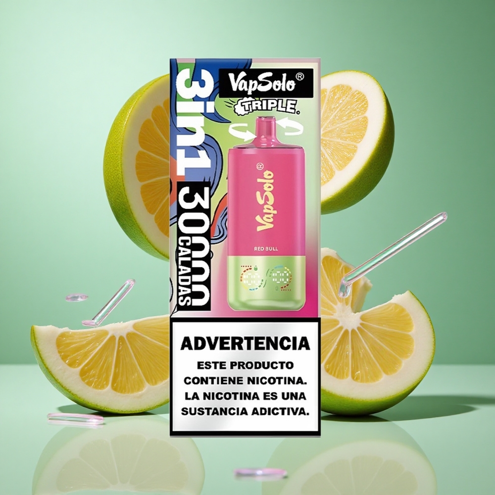 VapSolo Triple 30000 Puffs Red Bull UK Wholesale Vapes 40ml 3 Oil Tanks Type-C
