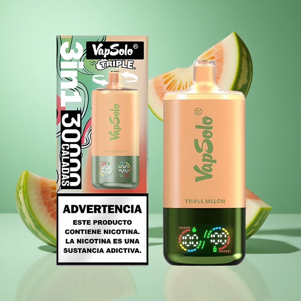 VapSolo Triple 30000 Puffs Triple Melon UK Wholesale Vapes 40ml Type-C