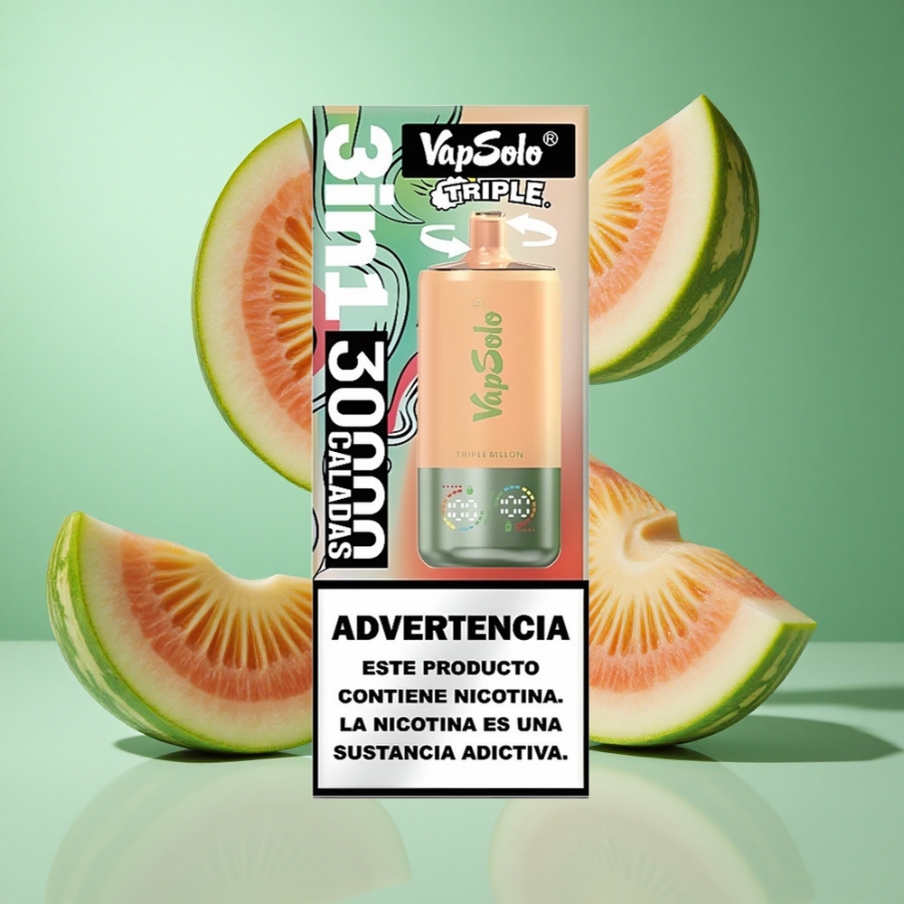 VapSolo Triple 30000 Puffs Triple Melon UK Wholesale Vapes 40ml Type-C