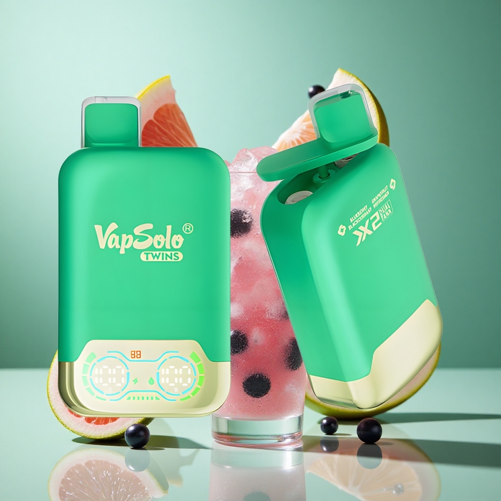 Vapsolo Twins 20000 Puffs Blueberry Blackcurrant & Grapefruit Refresher UK wholesale vapes 40ml Dual Tank Type-C