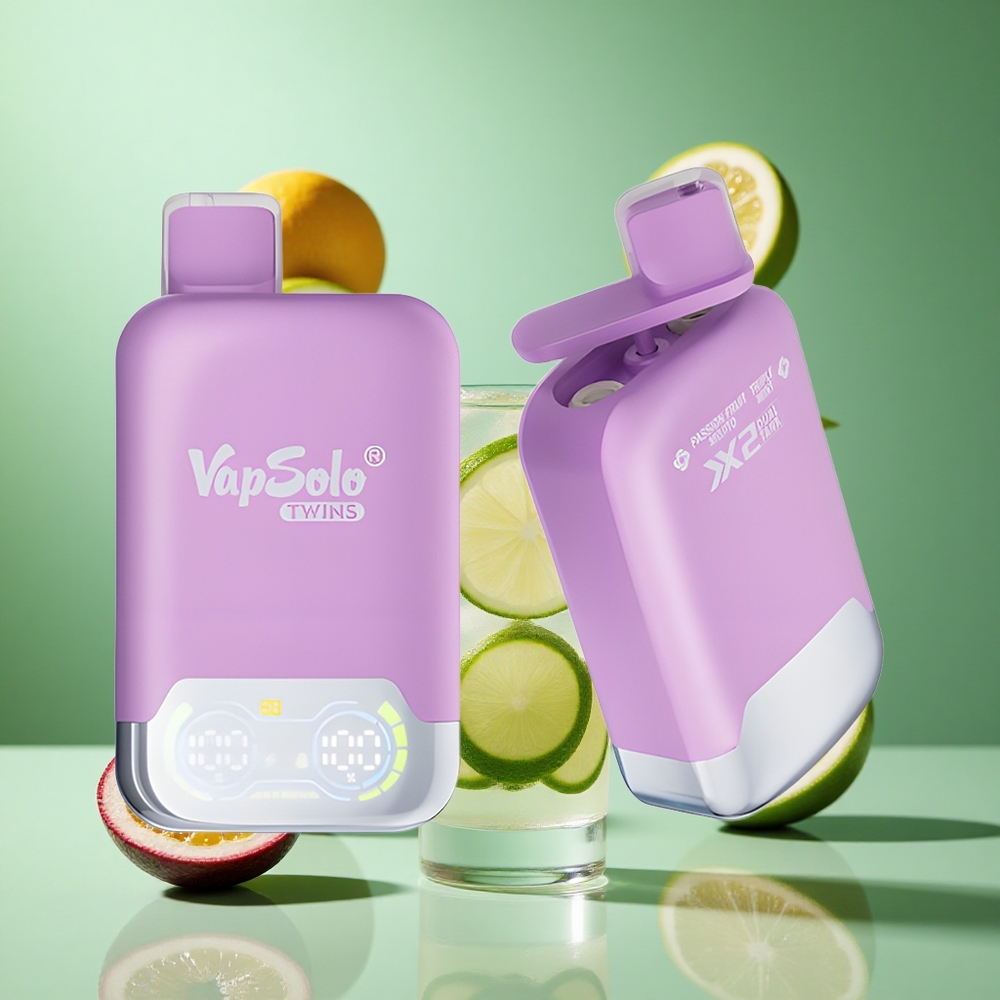 Vapsolo Twins 20000 Puffs Passion Fruit Mojito & Triple Mint UK Wholesale Vapes 40ml Dual Tank Type-C