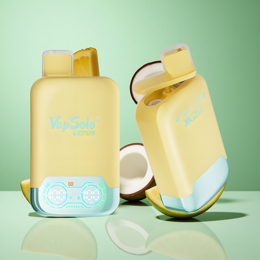 Vapsolo Twins 20000 Puffs Pineapple Coconut & Strawberry Banana UK wholesale vapes with 40ml E-Liquid & Type-C Charging
