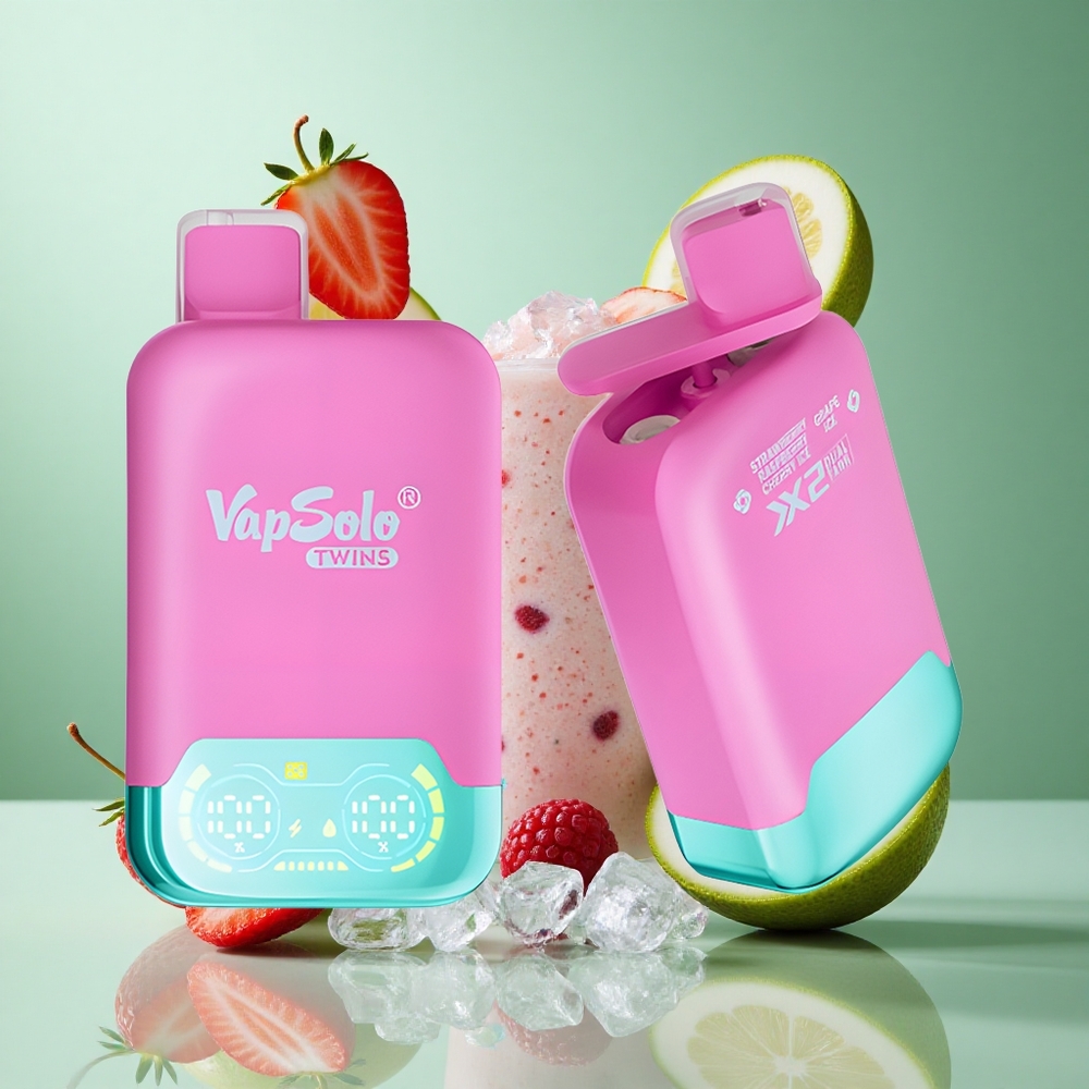 Vapsolo Twins 20000 Puffs Strawberry Raspberry Cherry Ice & Grape Ice UK wholesale vapes 40ml Type-C