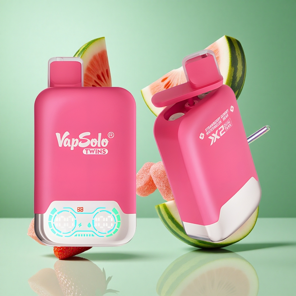 Vapsolo Twins 20000 Puffs Strawberry Watermelon & Gummy Bear UK wholesale vapes 40ml Type-C