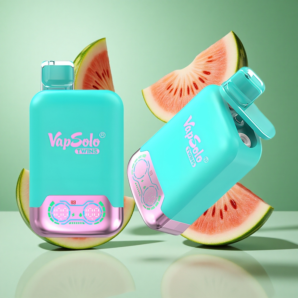 Vapsolo Twins 20000 Puffs Triple Melon & Raspberry Watermelon UK wholesale vapes with 40ml E-Liquid & Type-C Charging