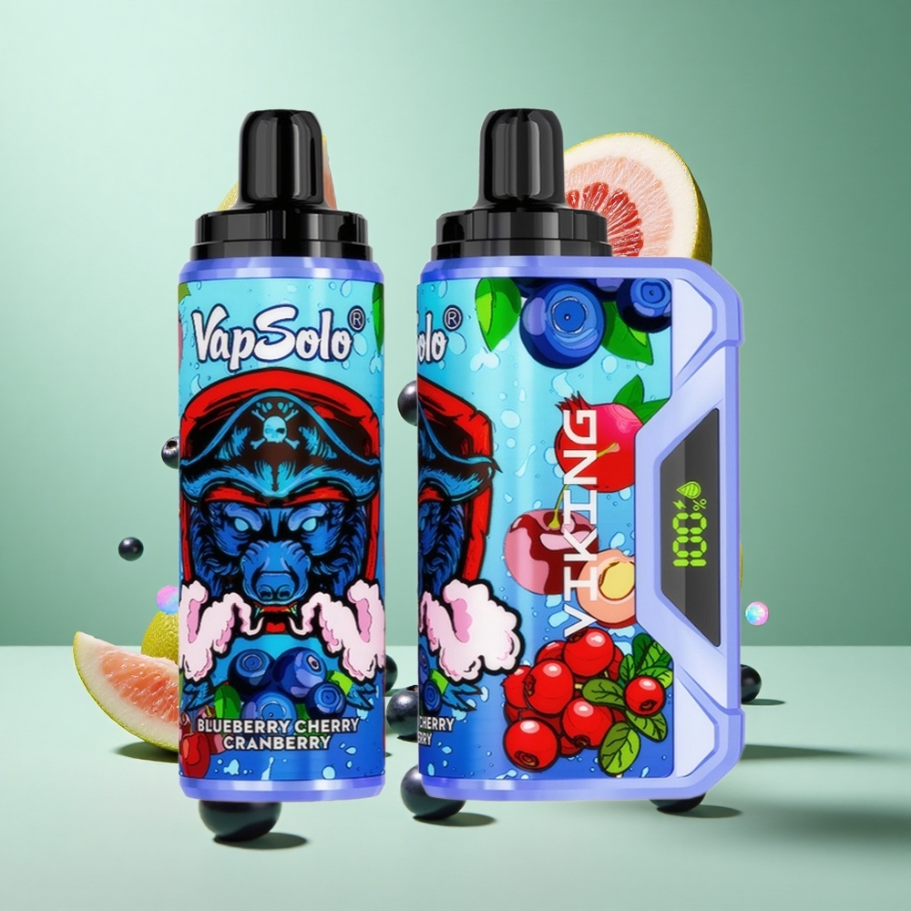 VapSolo VIKING 12000 Puffs Blueberry Cherry Cranberry UK wholesale vapes with 22ml E-Liquid & Type-C Charging