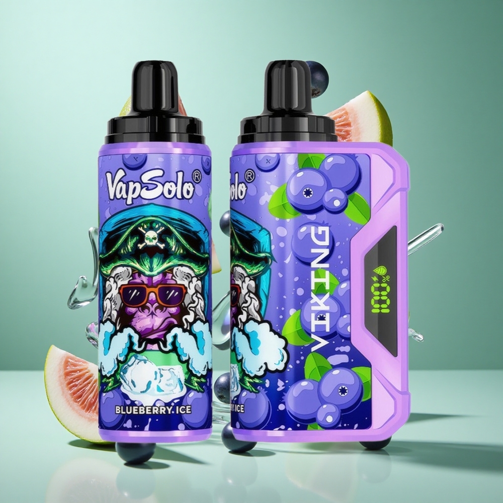 VapSolo VIKING 12000 Puffs Disposable Vape Blueberry 22ml UK wholesale vapes Type-C Charging