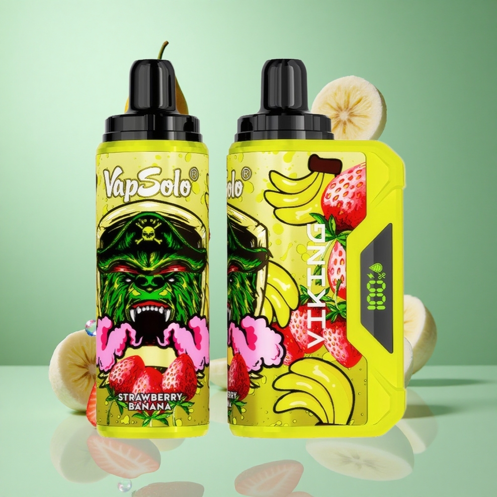 VapSolo VIKING 12000 Puffs Strawberry Banana UK wholesale vapes with Type-C & LED Display