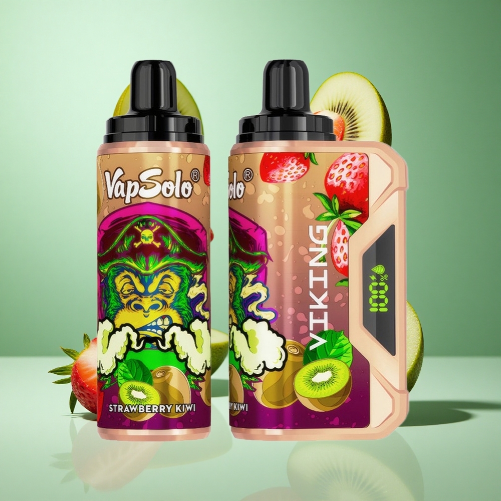 VapSolo VIKING 12000 Puffs Strawberry Kiwi UK wholesale vapes with Type-C & LED Display