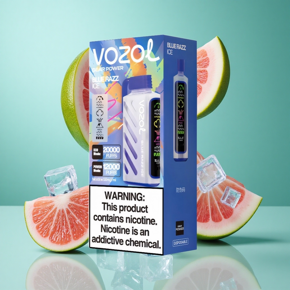 VOZOL Gear Power 20000 Puffs Blue Razz Ice UK wholesale vapes with Dual Mesh Coil & Full Screen Display