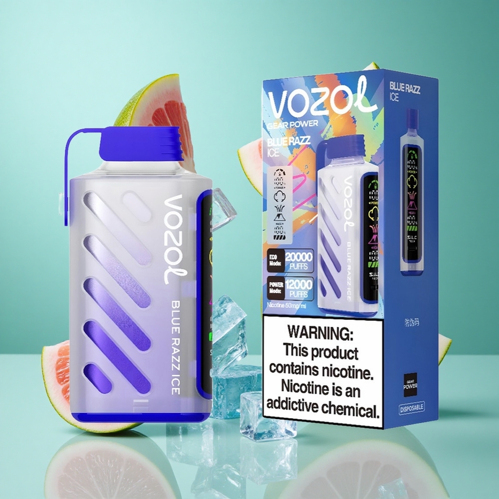 VOZOL Gear Power 20000 Puffs Blue Razz Ice UK wholesale vapes with Dual Mesh Coil & Full Screen Display