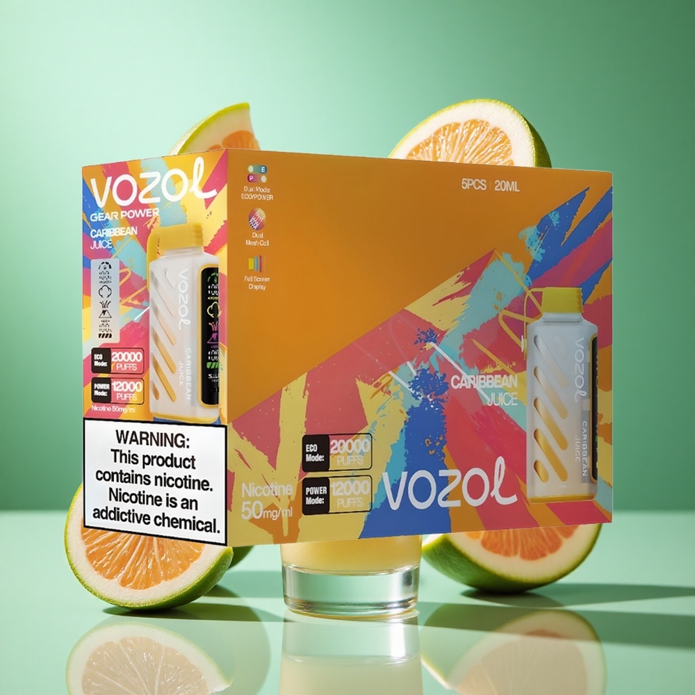 VOZOL Gear Power 20000 Puffs Caribbean Juice UK wholesale vapes with Dual Mesh Coil