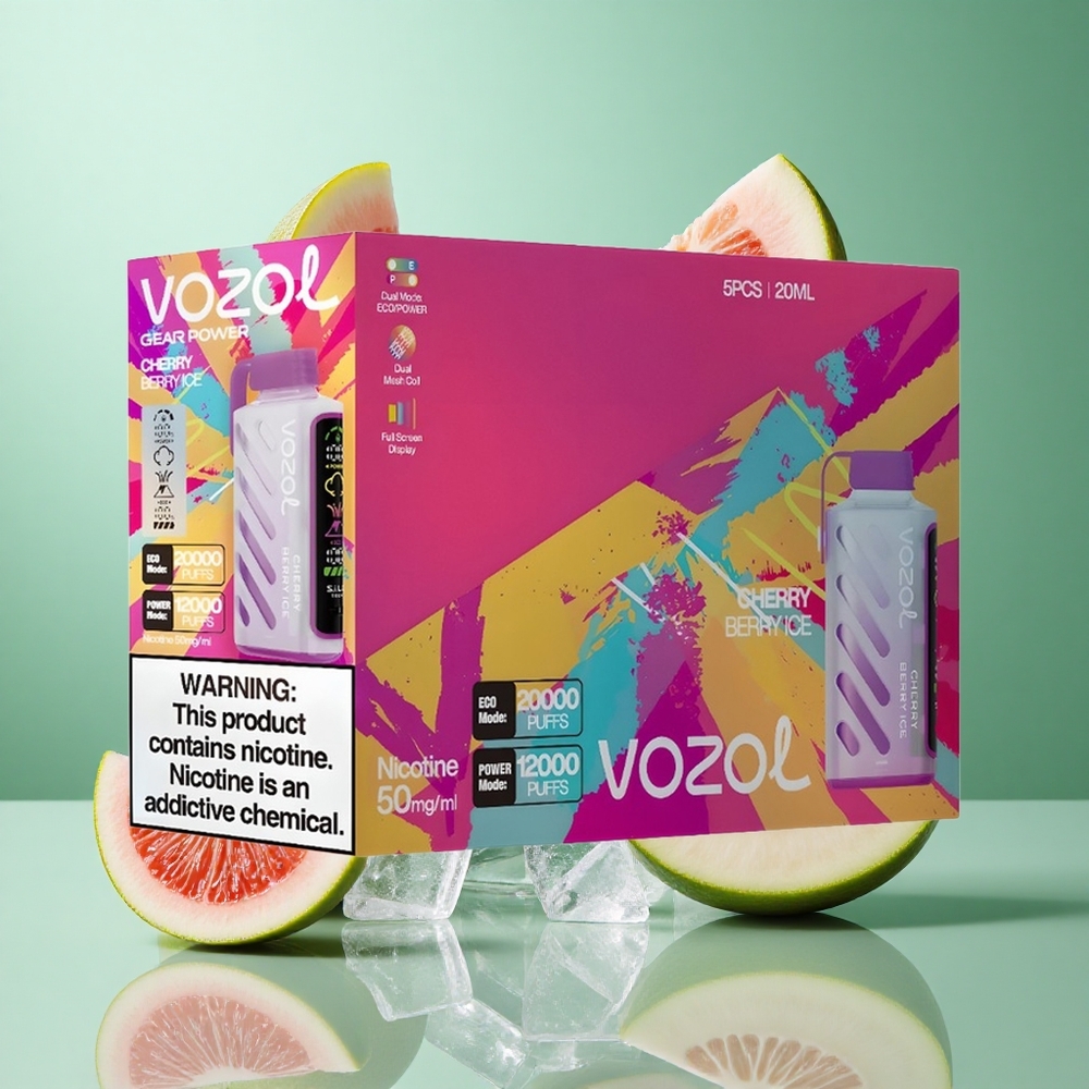 VOZOL Gear Power 20000 Puffs Cherry Berry Ice UK wholesale vapes with S.i.L.C. Tech & Dual Mesh Coil