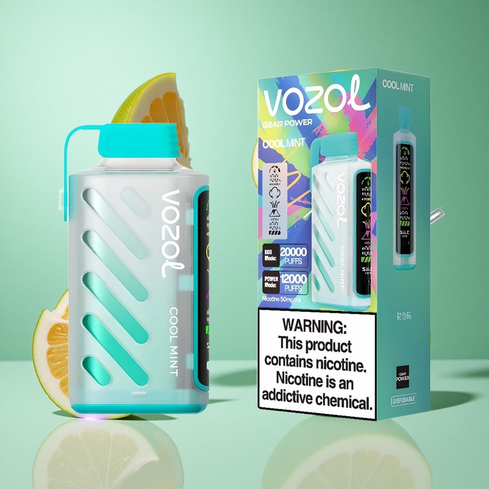 VOZOL Gear Power 20000 Puffs Cool Mint UK wholesale vapes with S.i.L.C. Tech & Dual Mesh Coil
