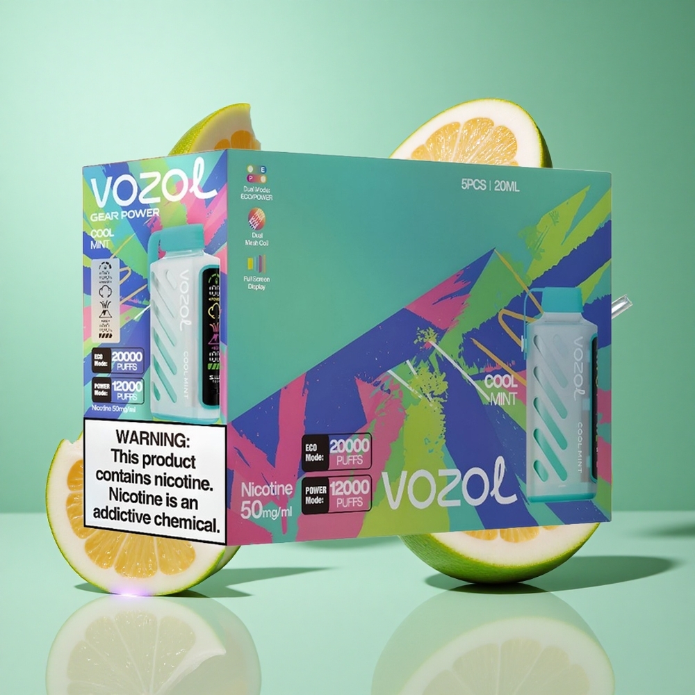 VOZOL Gear Power 20000 Puffs Cool Mint UK wholesale vapes with S.i.L.C. Tech & Dual Mesh Coil