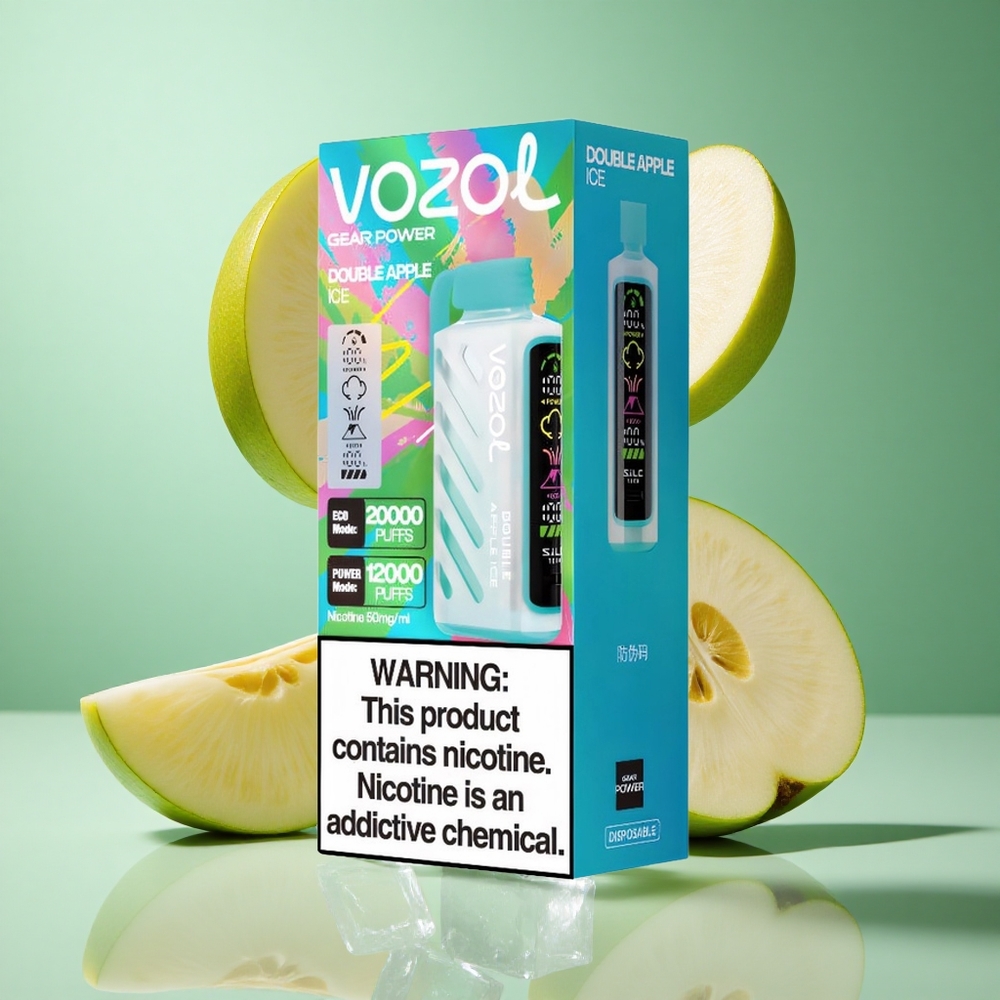 VOZOL Gear Power 20000 Puffs Double Apple Ice UK wholesale vapes with S.i.L.C. Tech & Dual Mesh Coil