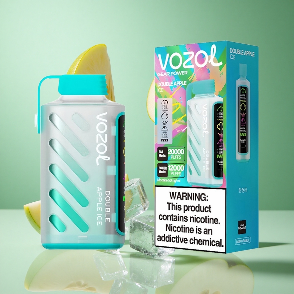 VOZOL Gear Power 20000 Puffs Double Apple Ice UK wholesale vapes with S.i.L.C. Tech & Dual Mesh Coil
