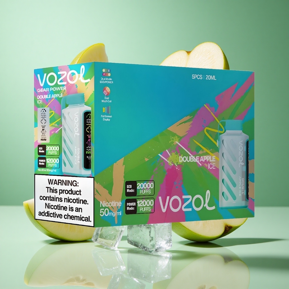 VOZOL Gear Power 20000 Puffs Double Apple Ice UK wholesale vapes with S.i.L.C. Tech & Dual Mesh Coil