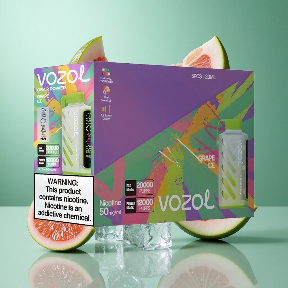 VOZOL Gear Power 20000 Puffs Grape Ice UK wholesale vapes with Dual Mesh Coil & Full Screen Display