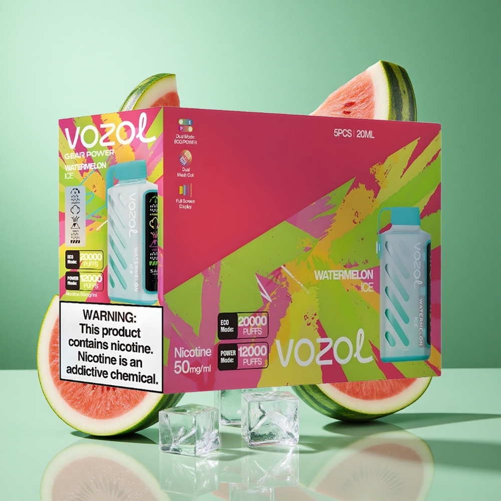 VOZOL Gear Power 20000 Puffs Watermelon Ice UK wholesale vapes with Dual Mesh Coil