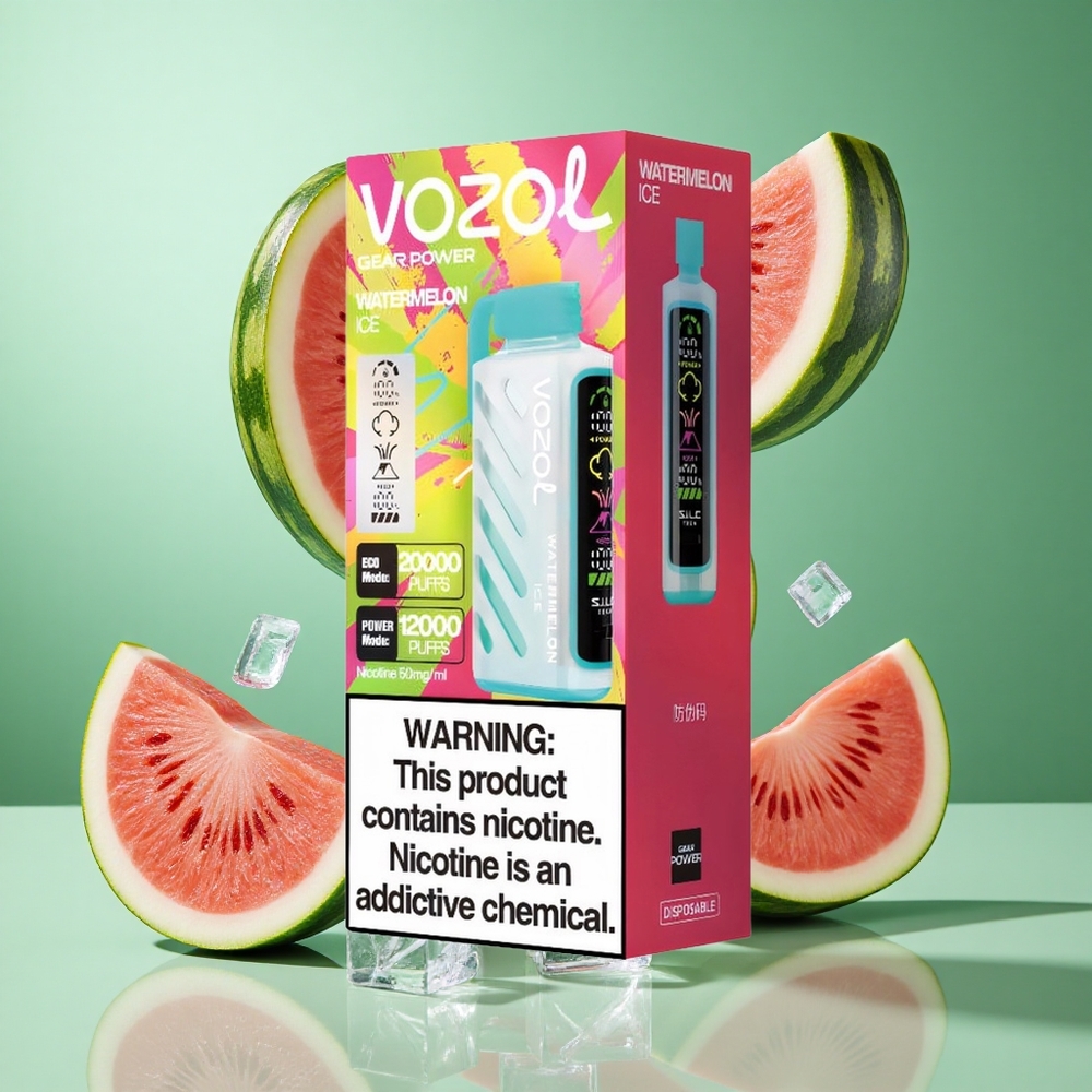 VOZOL Gear Power 20000 Puffs Watermelon Ice UK wholesale vapes with Dual Mesh Coil
