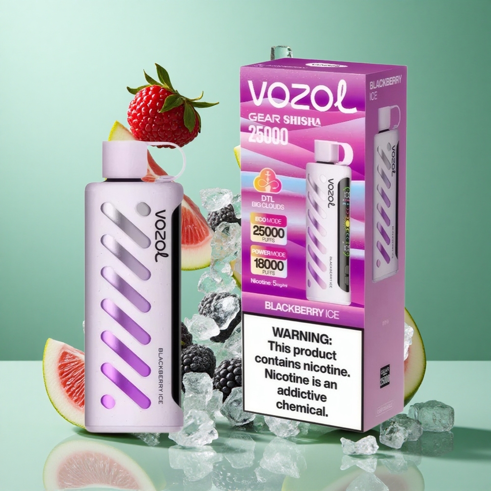 VOZOL Gear Shisha 25000 Puffs Blackberry Ice UK Wholesale Vapes Dual Mesh Dual Modes