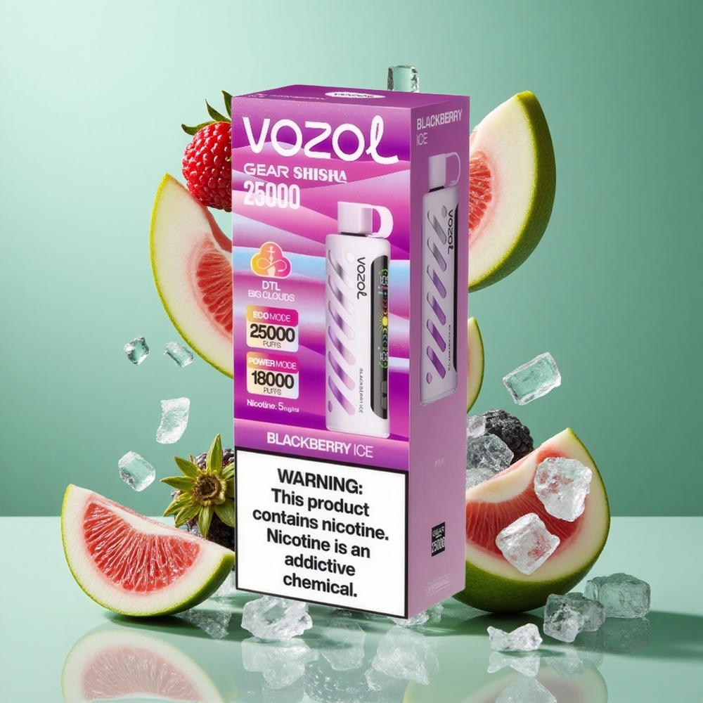 VOZOL Gear Shisha 25000 Puffs Blackberry Ice UK Wholesale Vapes Dual Mesh Dual Modes