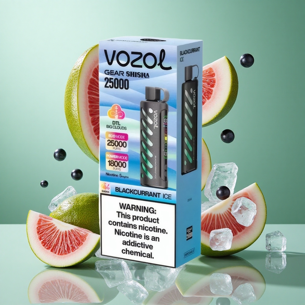 VOZOL Gear Shisha 25000 Puffs Blackcurrant Ice UK wholesale vapes with Dual Mesh Dual Modes
