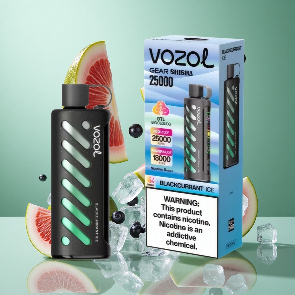 VOZOL Gear Shisha 25000 Puffs Blackcurrant Ice UK wholesale vapes with Dual Mesh Dual Modes