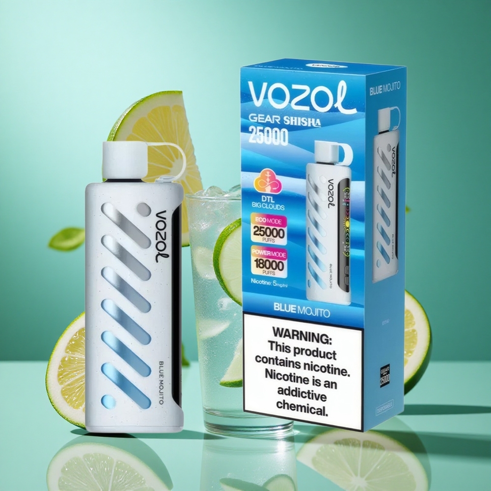VOZOL Gear Shisha 25000 Puffs Blue Mojito UK Wholesale Vapes with Dual Mesh Dual Modes
