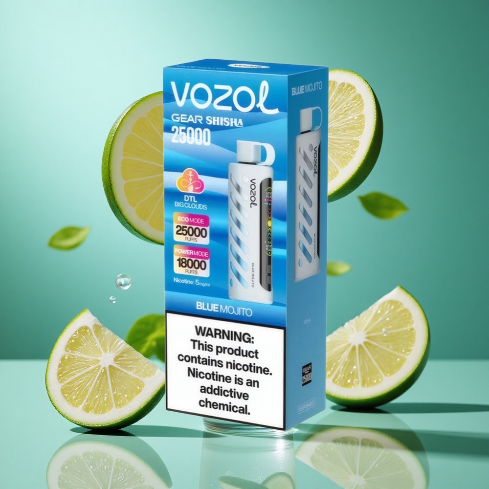 VOZOL Gear Shisha 25000 Puffs Blue Mojito UK Wholesale Vapes with Dual Mesh Dual Modes