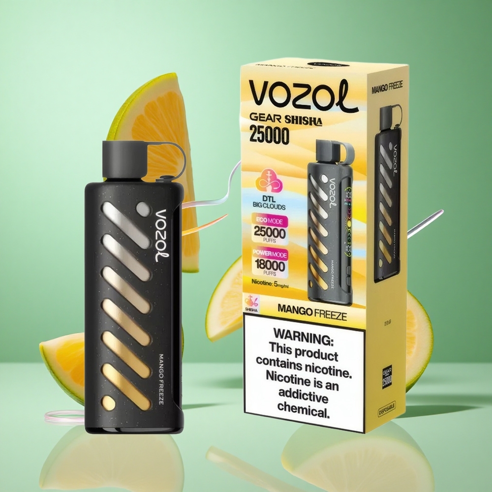 VOZOL Gear Shisha 25000 Puffs Mango Freeze UK Wholesale Vapes Dual Mesh Dual Modes