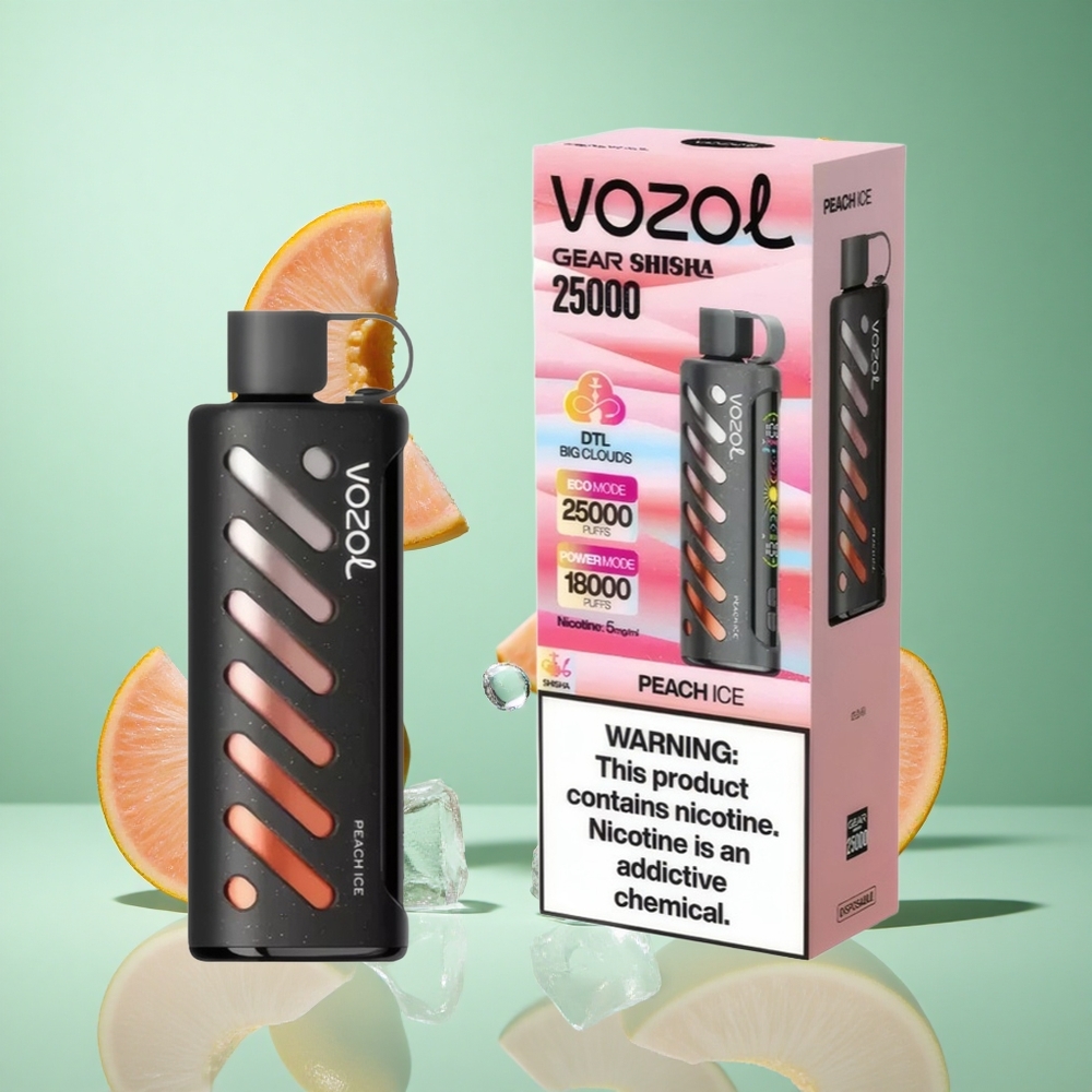 VOZOL Gear Shisha 25000 Puffs Peach Ice UK wholesale vapes with S.i.L.C Tech