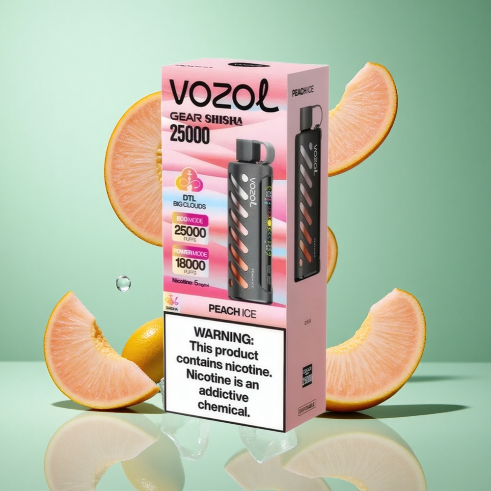 VOZOL Gear Shisha 25000 Puffs Peach Ice UK wholesale vapes with S.i.L.C Tech