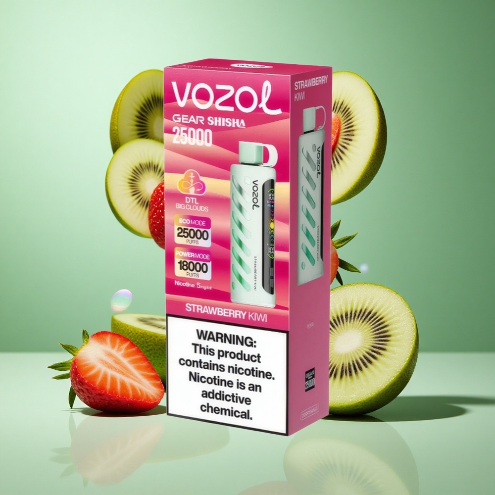VOZOL Gear Shisha 25000 Puffs Strawberry Kiwi UK wholesale vapes with S.i.L.C Tech & Dual Mesh