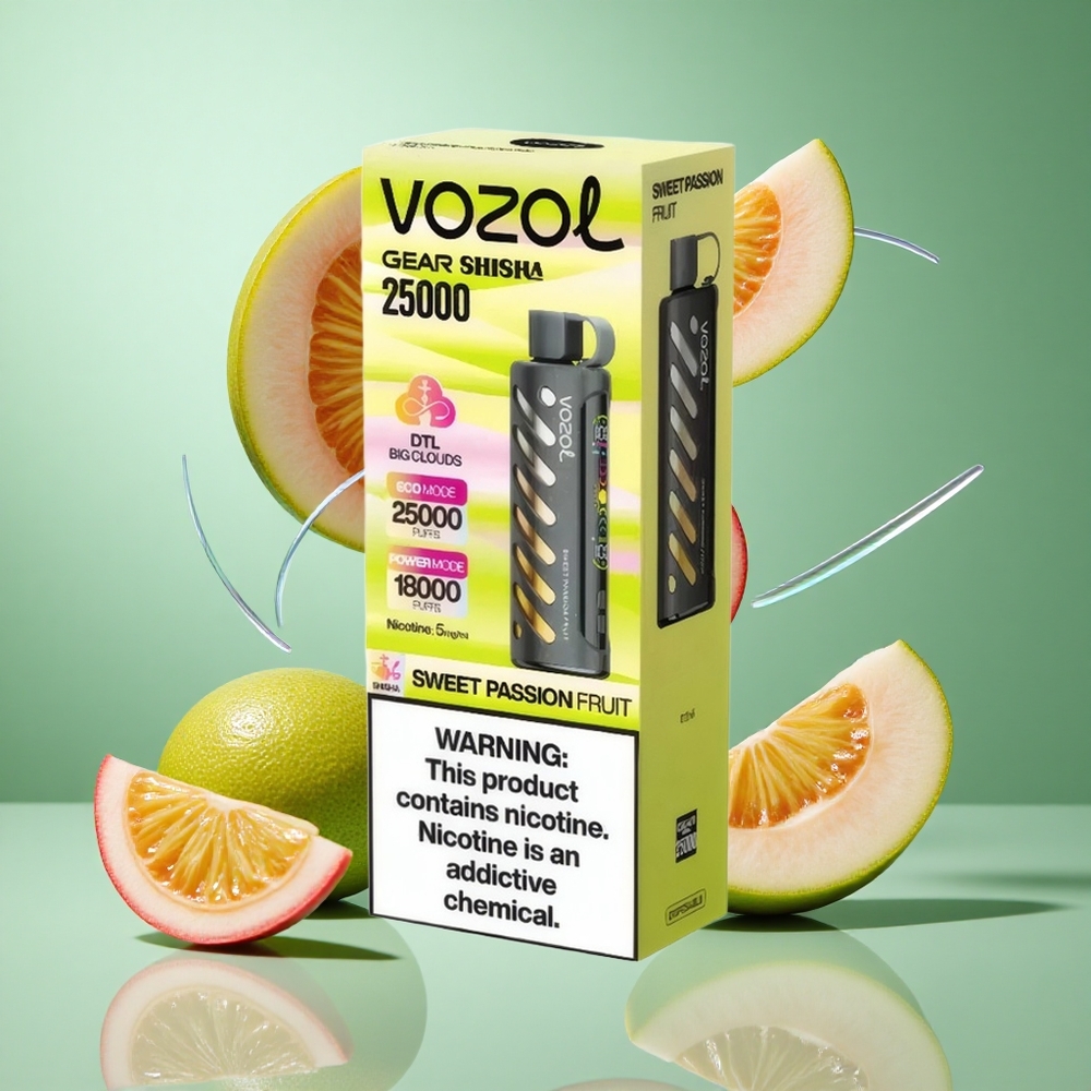 VOZOL Gear Shisha 25000 Puffs Sweet Passion Fruit UK Wholesale Vapes with S.i.L.C Tech & Dual Mesh Modes