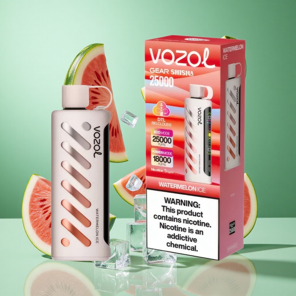 VOZOL Gear Shisha 25000 Puffs Watermelon Ice UK wholesale vapes with 30 Flavors & S.i.L.C Tech