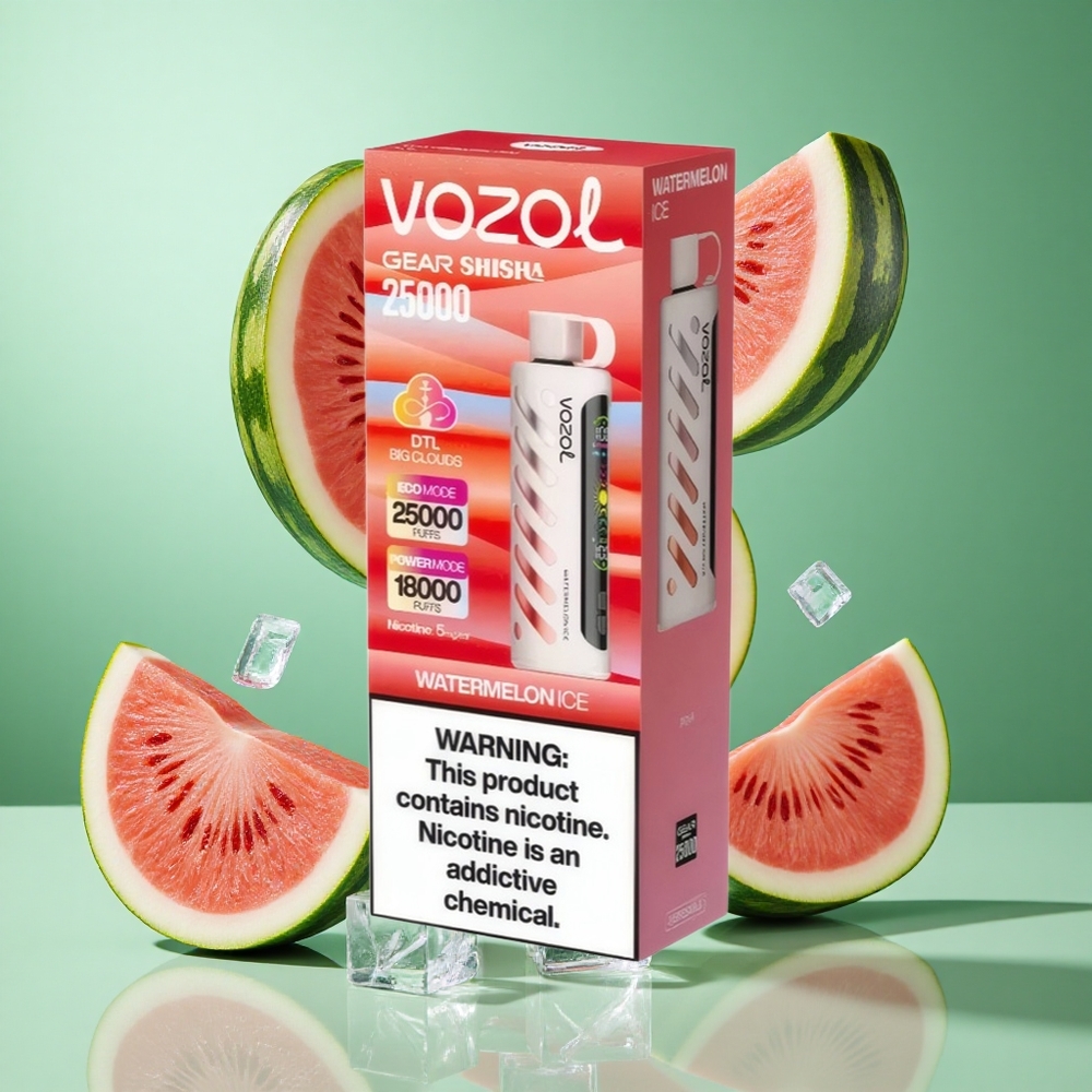 VOZOL Gear Shisha 25000 Puffs Watermelon Ice UK wholesale vapes with 30 Flavors & S.i.L.C Tech