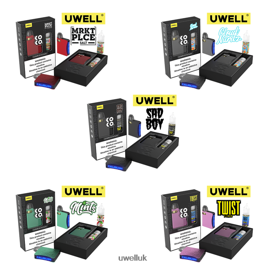 UWELL CALIBURN AK3 KIT + A3S 0.8OHM PODS (X2) + DADDY\'S VAPOR 10ML SALTS 50MG CRL: Grey/FLV: Blue Raspberry Peach 4P2XFT247 - UWELL Vape For Sale