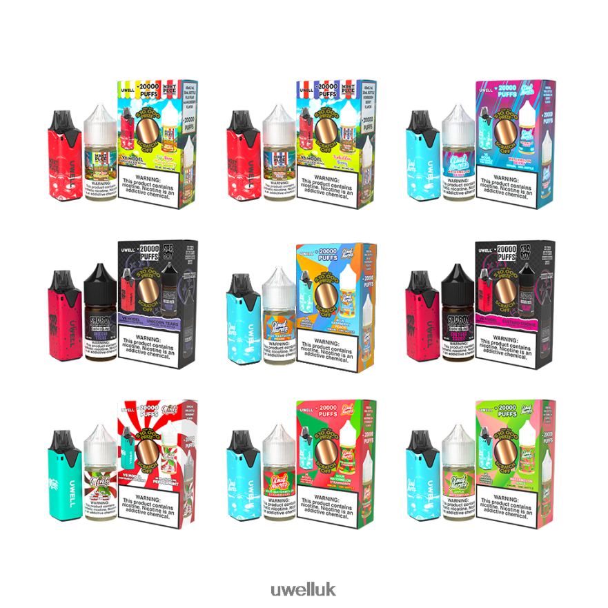 UWELL V6 DISPOSABLE DEVICE + DADDY\'S VAPOR 30ML JUICE - COLLAB BUNDLE CLR: Red/FLV: Unicorn Tears 48mg 4P2XFT214 - UWELL Vape Mod