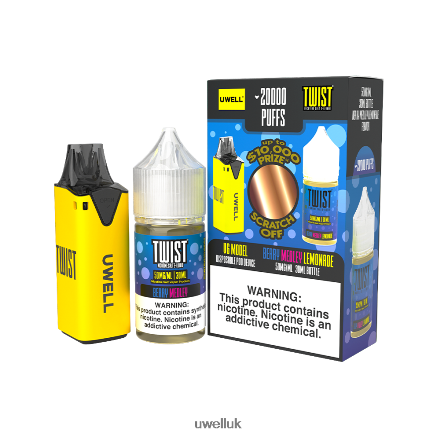 UWELL V6 DISPOSABLE DEVICE + DADDY\'S VAPOR 30ML JUICE - COLLAB BUNDLE CLR: Red/FLV: Unicorn Tears 48mg 4P2XFT214 - UWELL Vape Mod