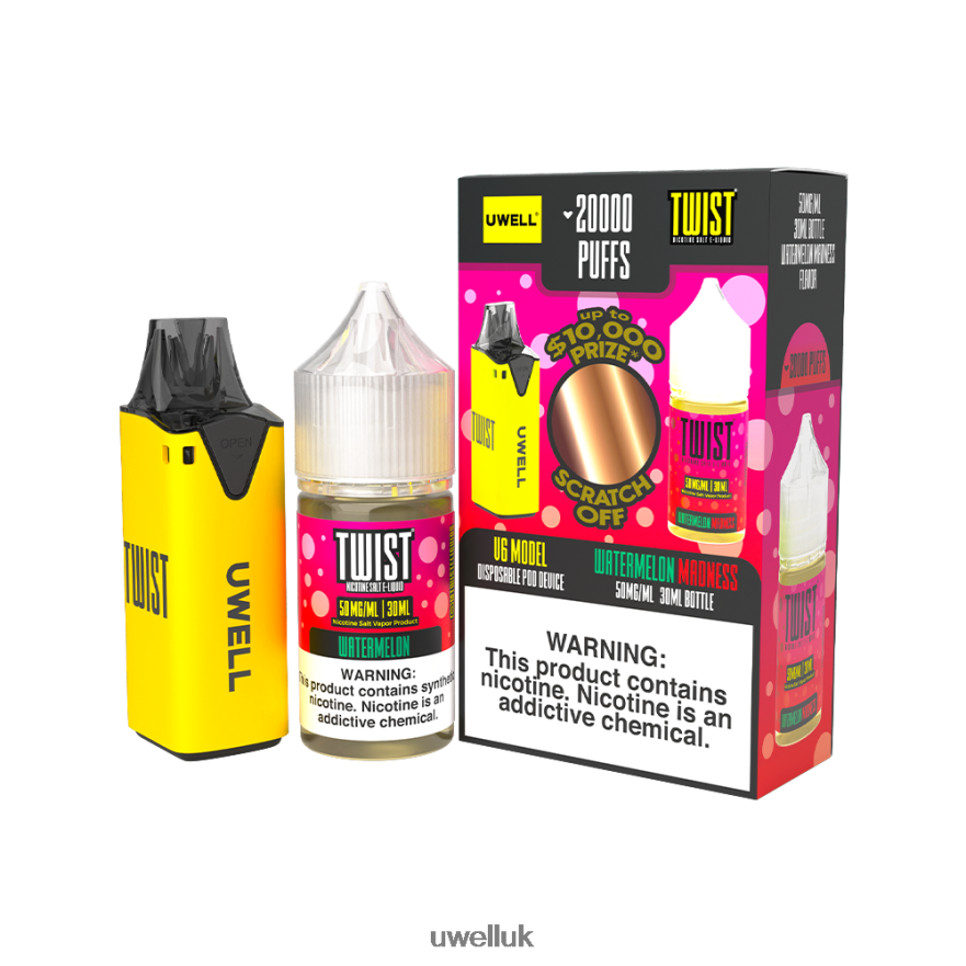 UWELL V6 DISPOSABLE DEVICE + DADDY\'S VAPOR 30ML JUICE - COLLAB BUNDLE CLR: Red/FLV: Unicorn Tears 48mg 4P2XFT214 - UWELL Vape Mod