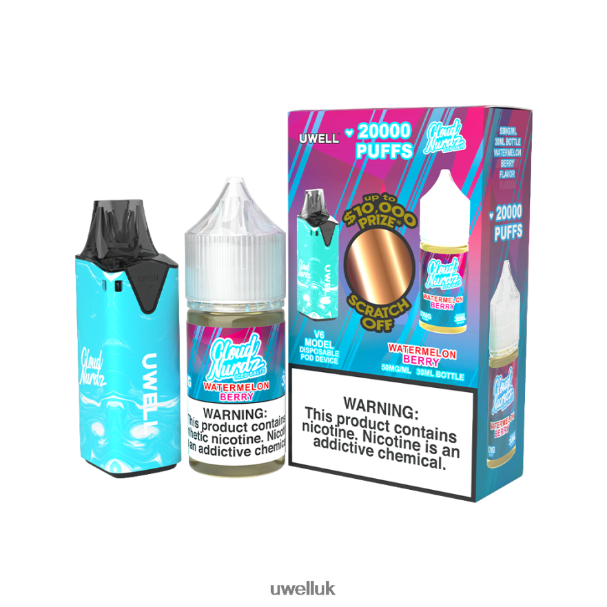 UWELL V6 DISPOSABLE DEVICE + DADDY\'S VAPOR 30ML JUICE - COLLAB BUNDLE CLR: Red/FLV: Unicorn Tears 48mg 4P2XFT214 - UWELL Vape Mod